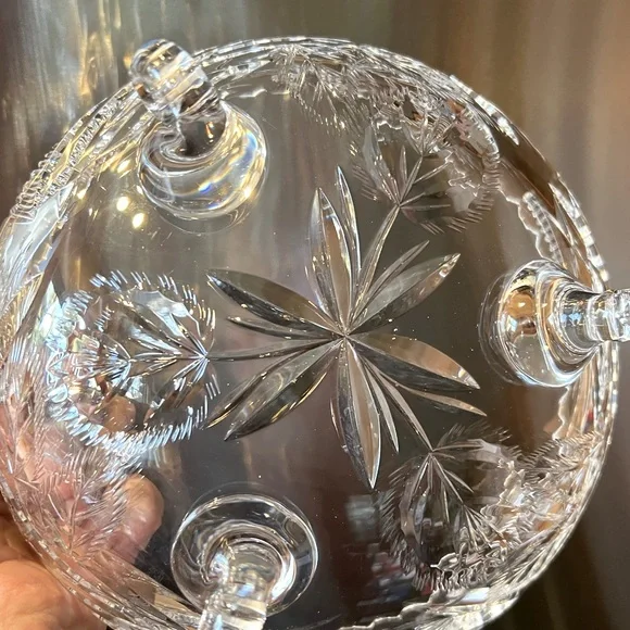 Bohemian Pre-Owned Lead Crystal Diamond Cut Footed Serving Decor Bowl 8.25”Dia - Picture 5 of 10